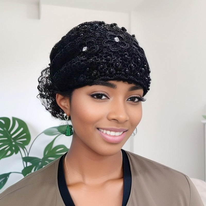 pearl encrusted floral lace headband