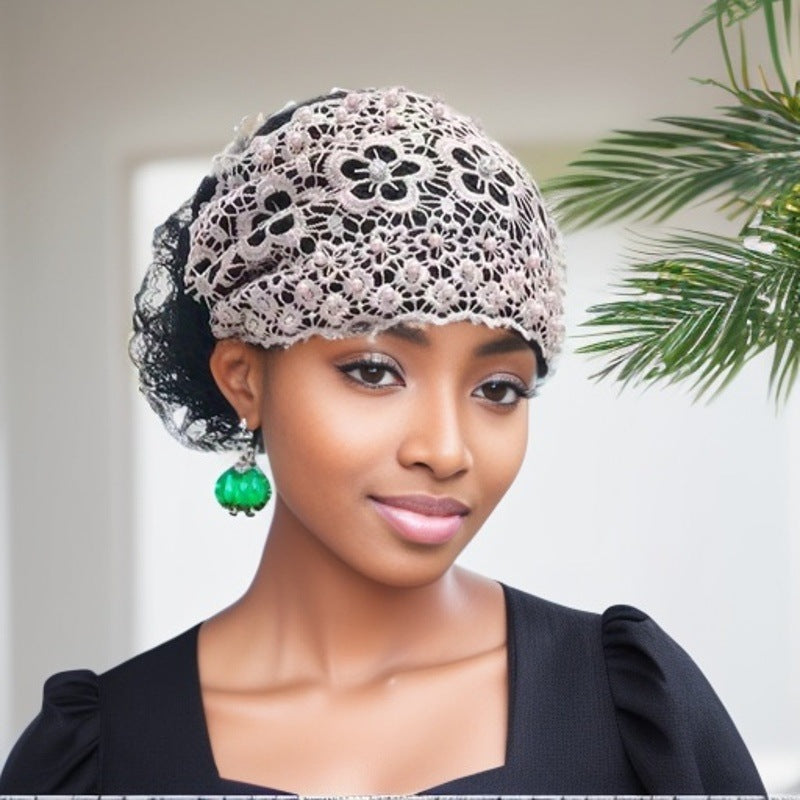 pearl encrusted floral lace headband