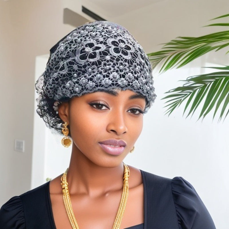 pearl encrusted floral lace headband