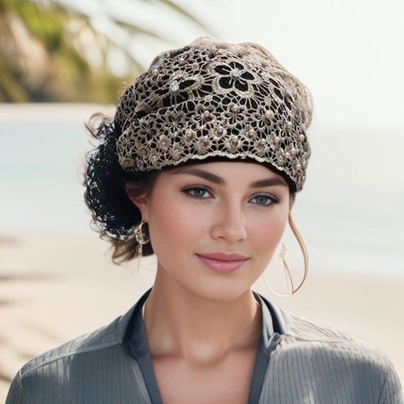 pearl encrusted floral lace headband