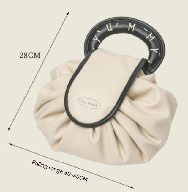 Portable Drawstring Cosmetic Bag With Handle Design Large