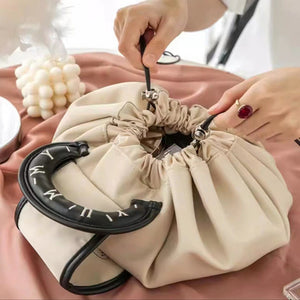 Portable Drawstring Cosmetic Bag With Handle Design Large