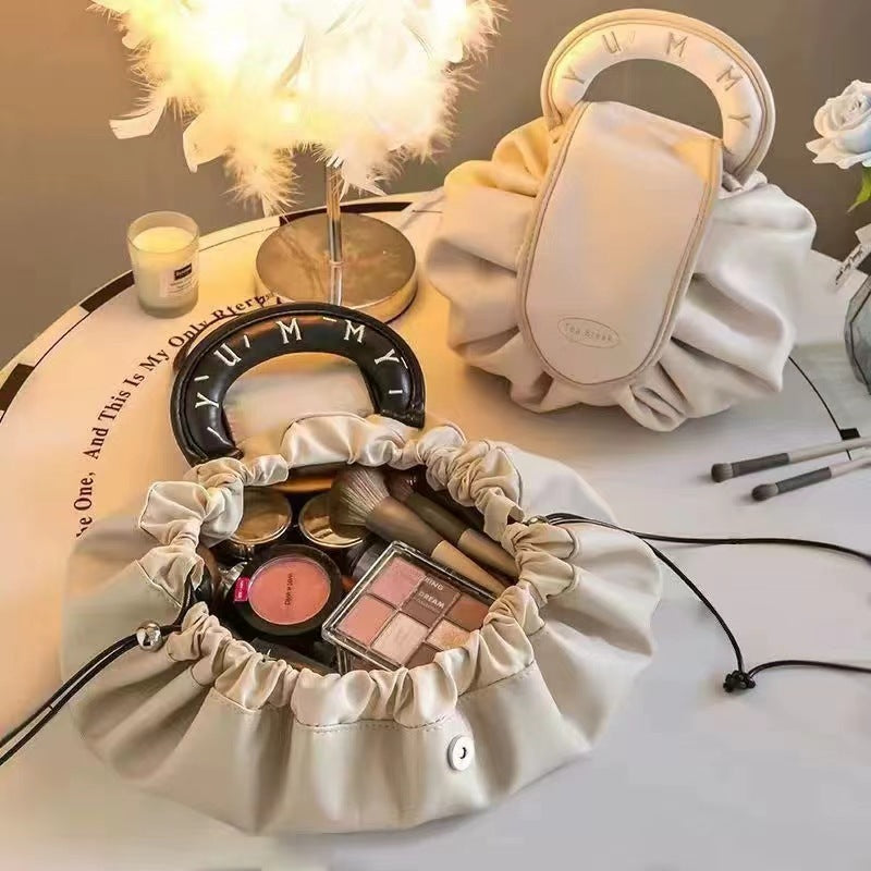 Portable Drawstring Cosmetic Bag With Handle Design Large