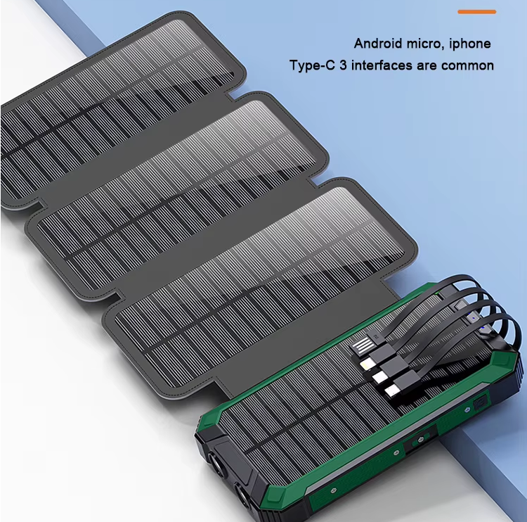 With Four-wire Large Solar Charging Unit Folding Wireless Charger Power Bank 💥FREE SHIPPING WORLDWIDE